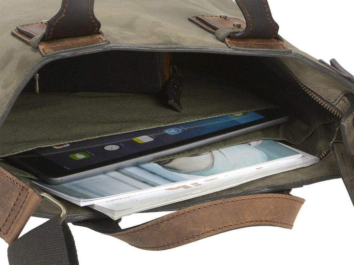 Ruitertassen Shopper Handtasche Umhängetasche Damen Herren Business Leisure Bag Leder Khaki braun