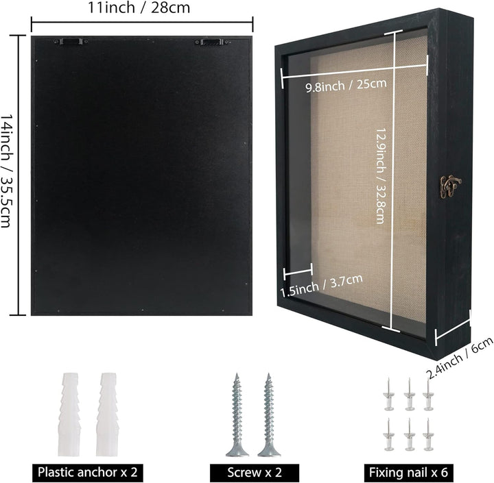 GraduationMall Schwarz 28x35cm 3D Bilderrahmen Tief Objektrahmen Schaukasten Türvitrine Retro Weiss,