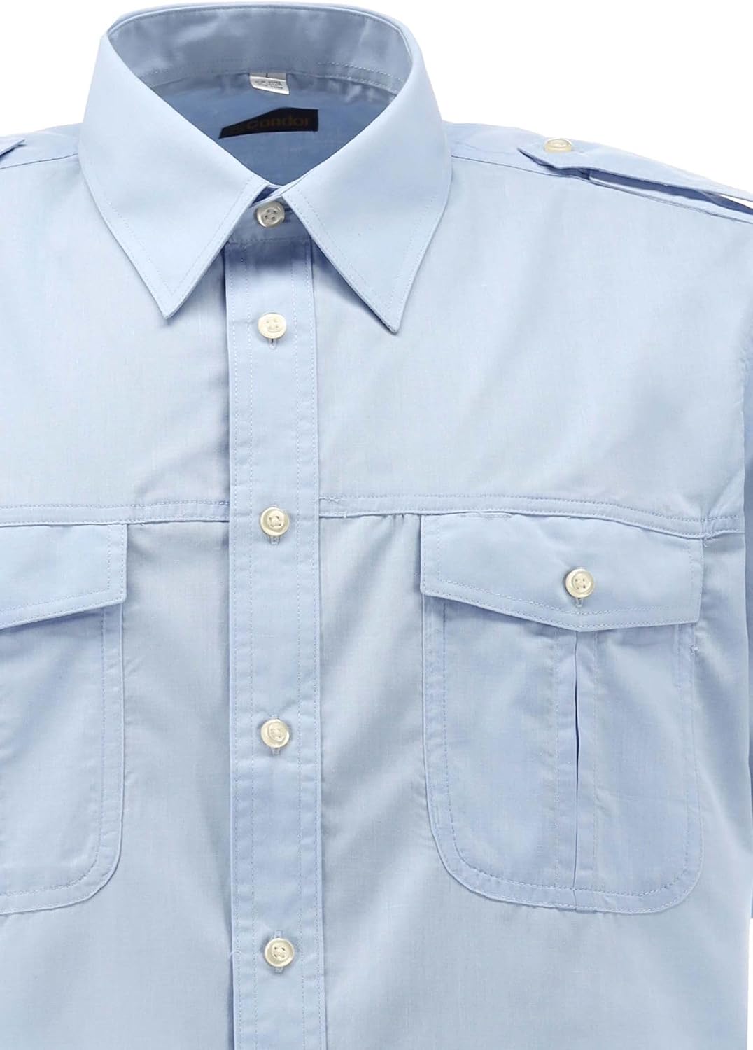 Condor Herren Kurzarm Pilotenhemd mit abnehmbaren Schulterklappen Izebo 49-50 Hellblau/Bleu, 49-50 H
