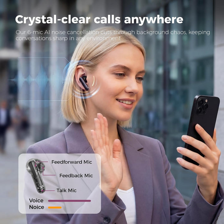 havit Adaptive Hybrid ANC Wireless Earbuds, Bluetooth 15,2 cm Ohr-Kopfhörer, IP54 3D Bass Stereo Wir