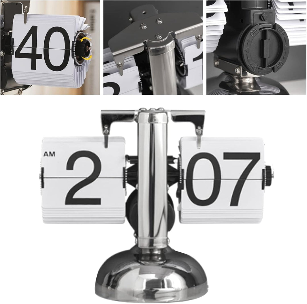 Retro Flip Uhr, Digital Klappuhr mit Quarz-Uhrwerk, Minimalistische Mechanische Auto Flip Clock, Vin