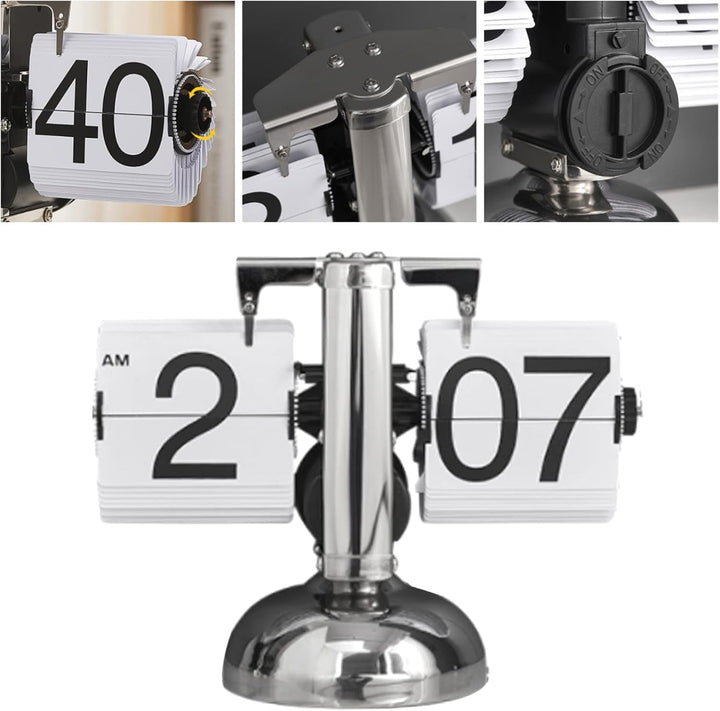 Retro Flip Uhr, Digital Klappuhr mit Quarz-Uhrwerk, Minimalistische Mechanische Auto Flip Clock, Vin
