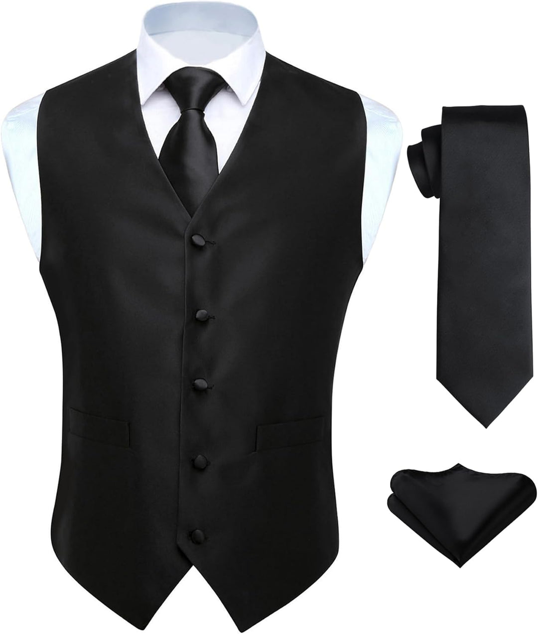 HISDERN Herren Weste Paisley Floral Jacquard Krawatte Einstecktuch Taschentuch Weste Anzug Set XS Sc