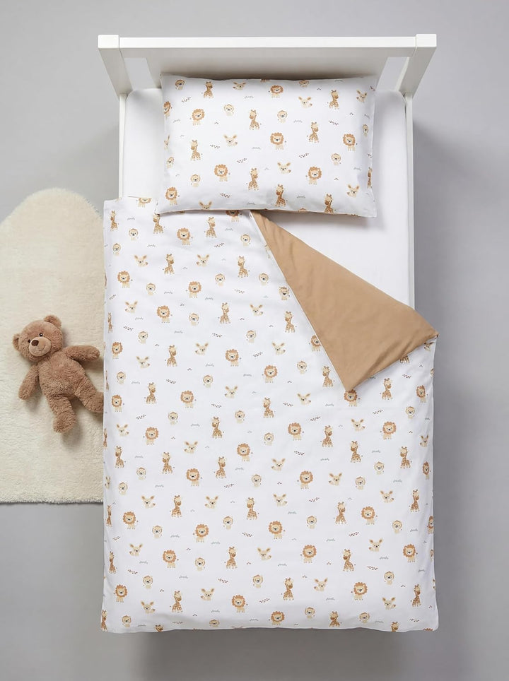 TupTam Kinder Bettwäsche Gemustert 2-Teilig Wendebettwäsche, Farbe: Süsse Safari/Kakaobraun, Grösse: