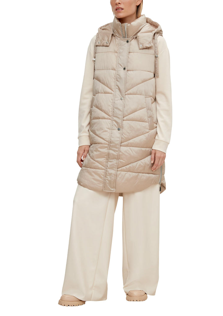 Comma Lange Steppweste mit Kapuze 40 8143 Beige, 40 8143 Beige