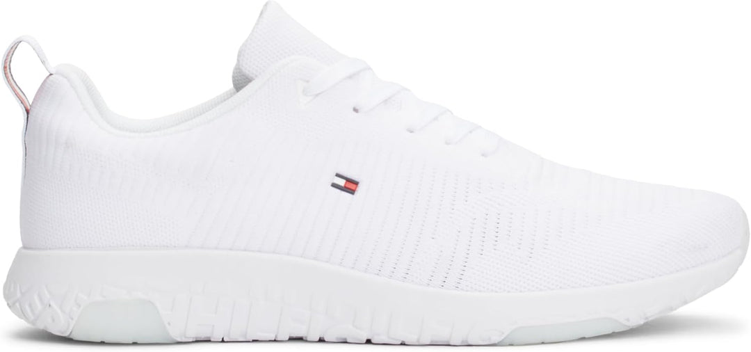 Tommy Hilfiger Herren Runner Sneaker Corporate Knit Rib Runner Sportschuhe 42 EU Weiss, 42 EU Weiss