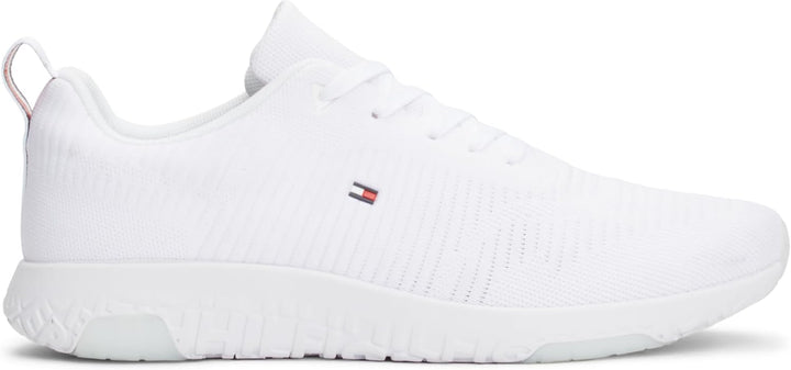 Tommy Hilfiger Herren Runner Sneaker Corporate Knit Rib Runner Sportschuhe 42 EU Weiss, 42 EU Weiss
