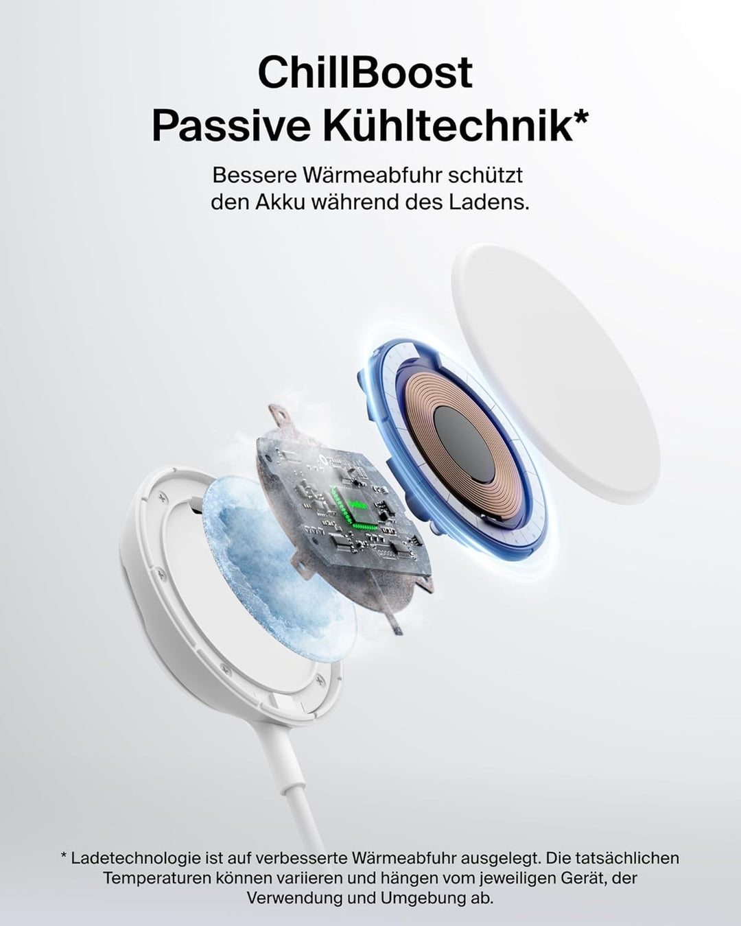 Belkin UltraCharge Wireless Charger mit Qi2 25W, Kompatibel mit MagSafe Ladegerät mit Passiver Kühlt