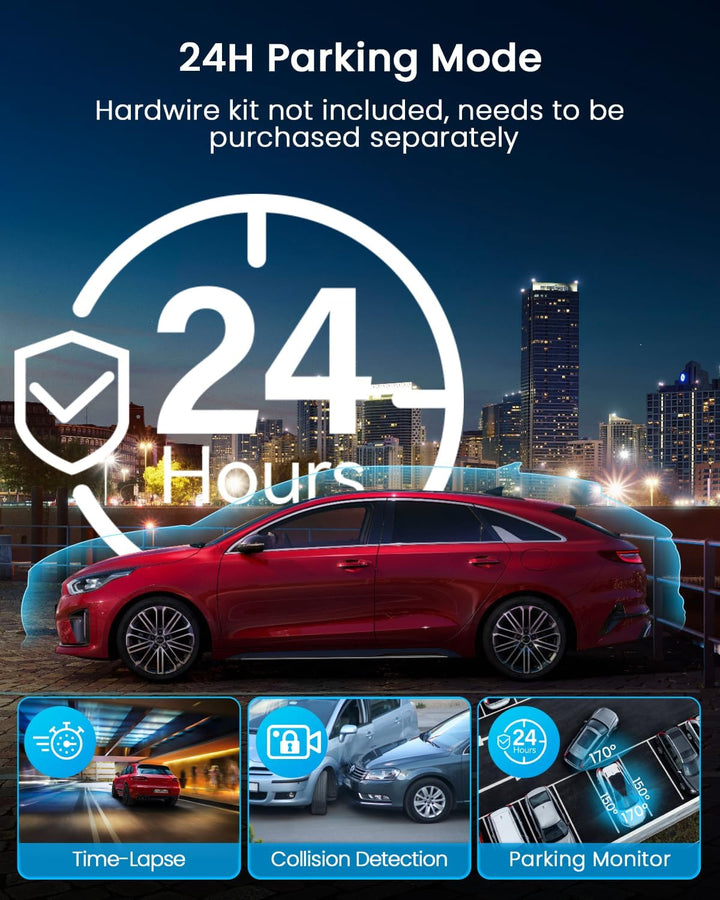 IIWEY N5 Dashcam 4-Kanal 360° Kamera für Auto – 1080P Front, Hinten, Innen, Seiten – Nachtsicht, G-S