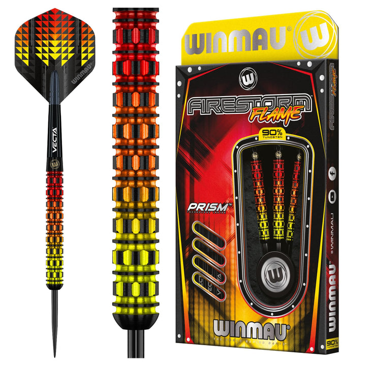 WINMAU Firestorm Flame Professionelles Wolfram-Dart-Set mit Flights und Schäften (Shafts) 24 g Paral