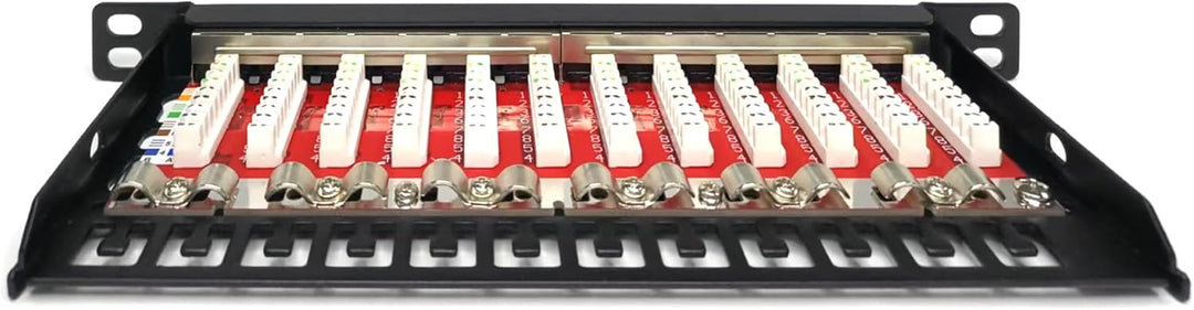 DIGITUS Cat-6A Patchpanel - 12 Ports - RJ45-Buchsen - 10-Zoll Rack-Mount 0.5HE - LSA Verteilerfeld -
