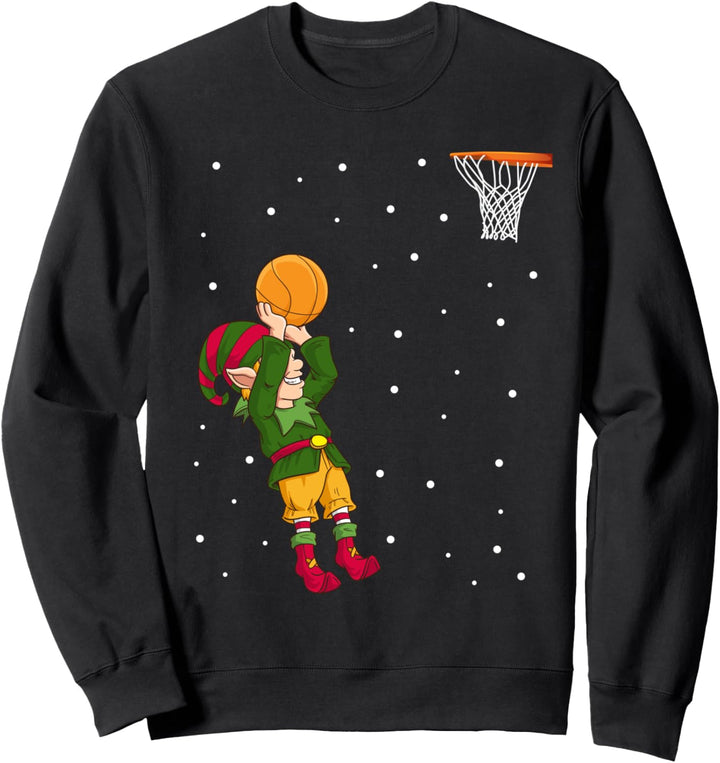 Lustiges Elf Basketball Weihnachten Sprungwurf Geschenk Sweatshirt