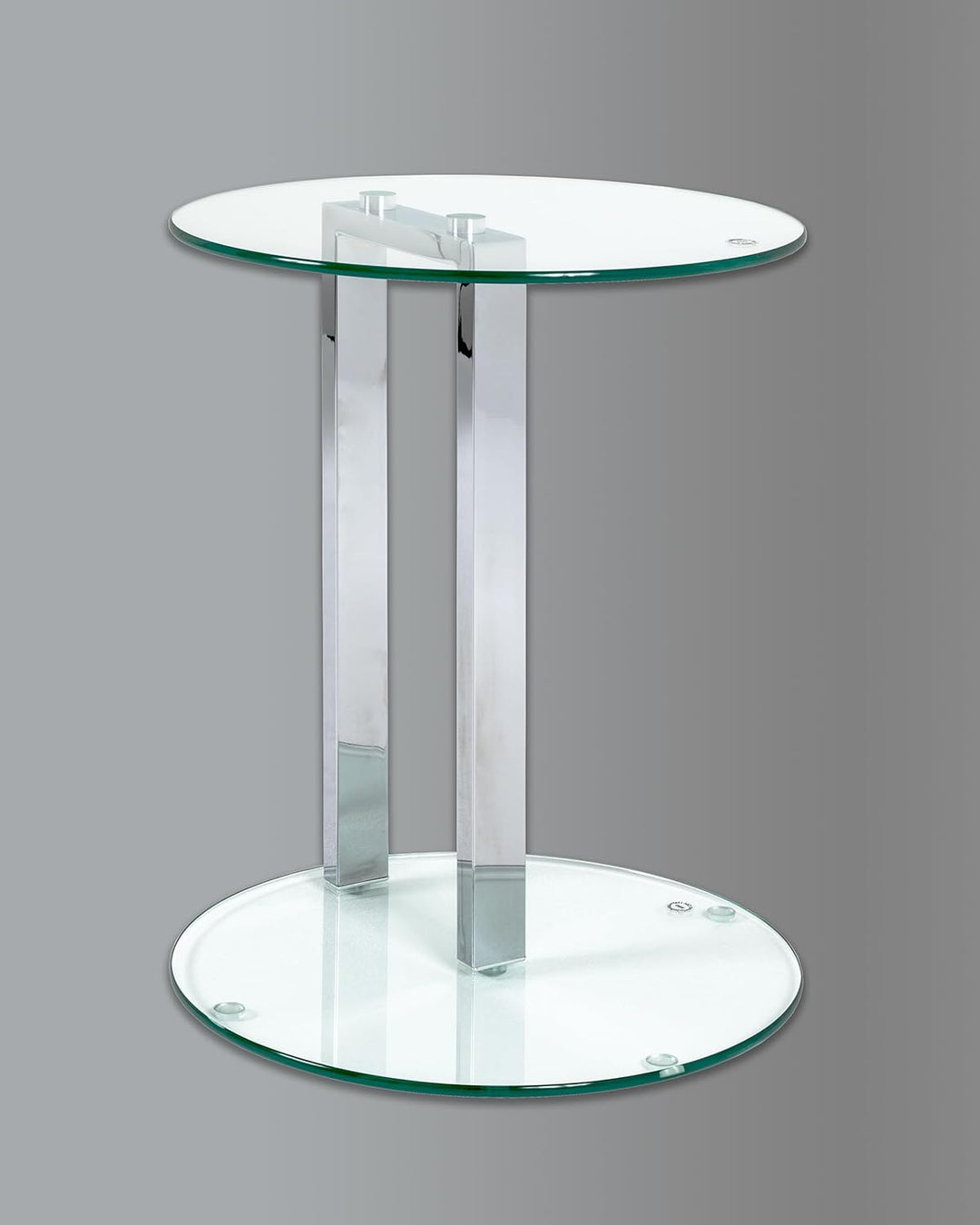 HAKU Beistelltisch Chrom, Metall, Sicherheitsglas 8 mm - Masse: H 50 x Ø 40 cm, Style: Modern H 50 x