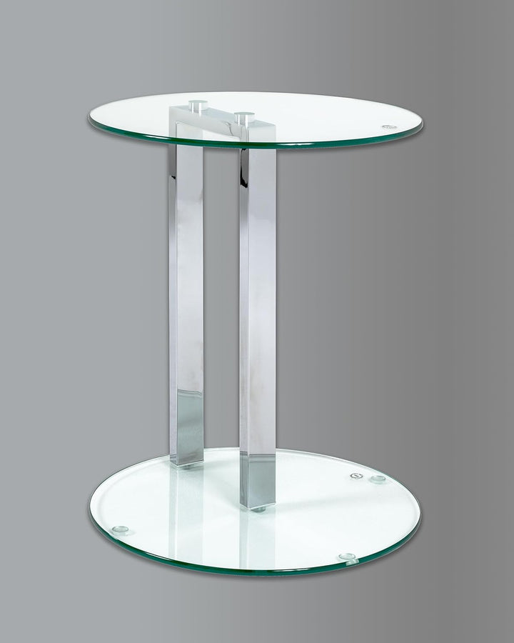 HAKU Beistelltisch Chrom, Metall, Sicherheitsglas 8 mm - Masse: H 50 x Ø 40 cm, Style: Modern H 50 x