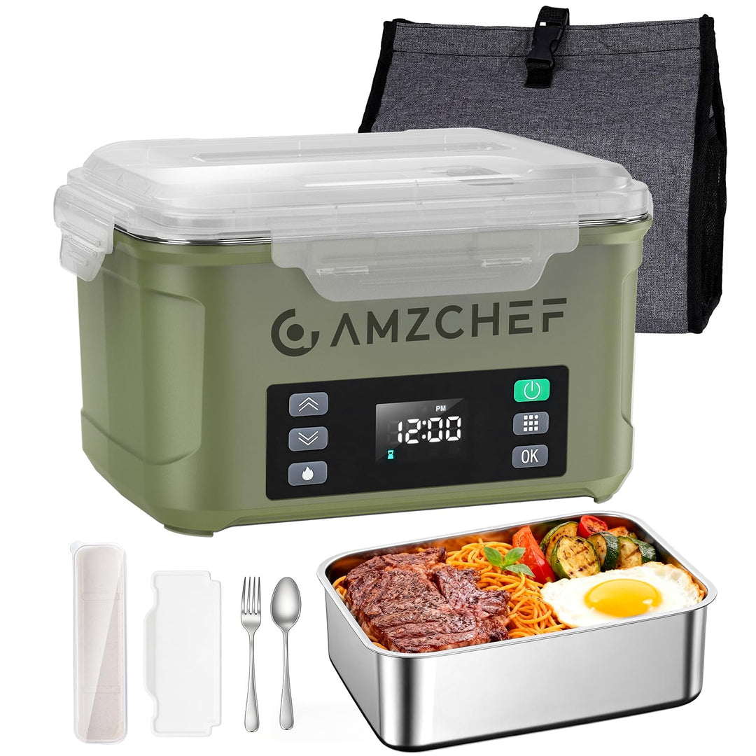 AMZCHEF Elektrische Lunchbox mit 27000 mAh Akku - Tragbare 1.5L Beheizbare Lunchbox mit 5-seitiger E