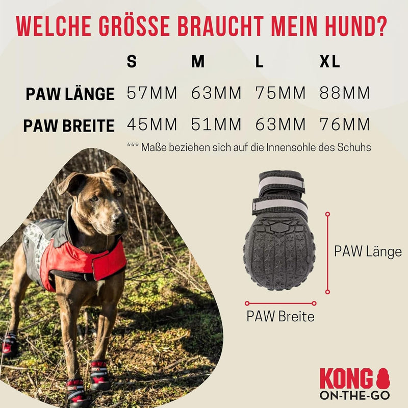 KONG Sportschuhe für mittlere Hunde 4 Stück in Grösse M I Hochwertiger Pfotenschutz mit Polsterung I