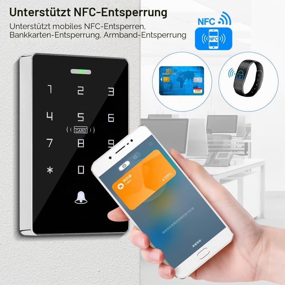 FTes RFKits IP68 wetterfestes NFC Dual-Frequenz-Zugangskontrollsystem mit 5 ID-Schlüsselanhängern, 5