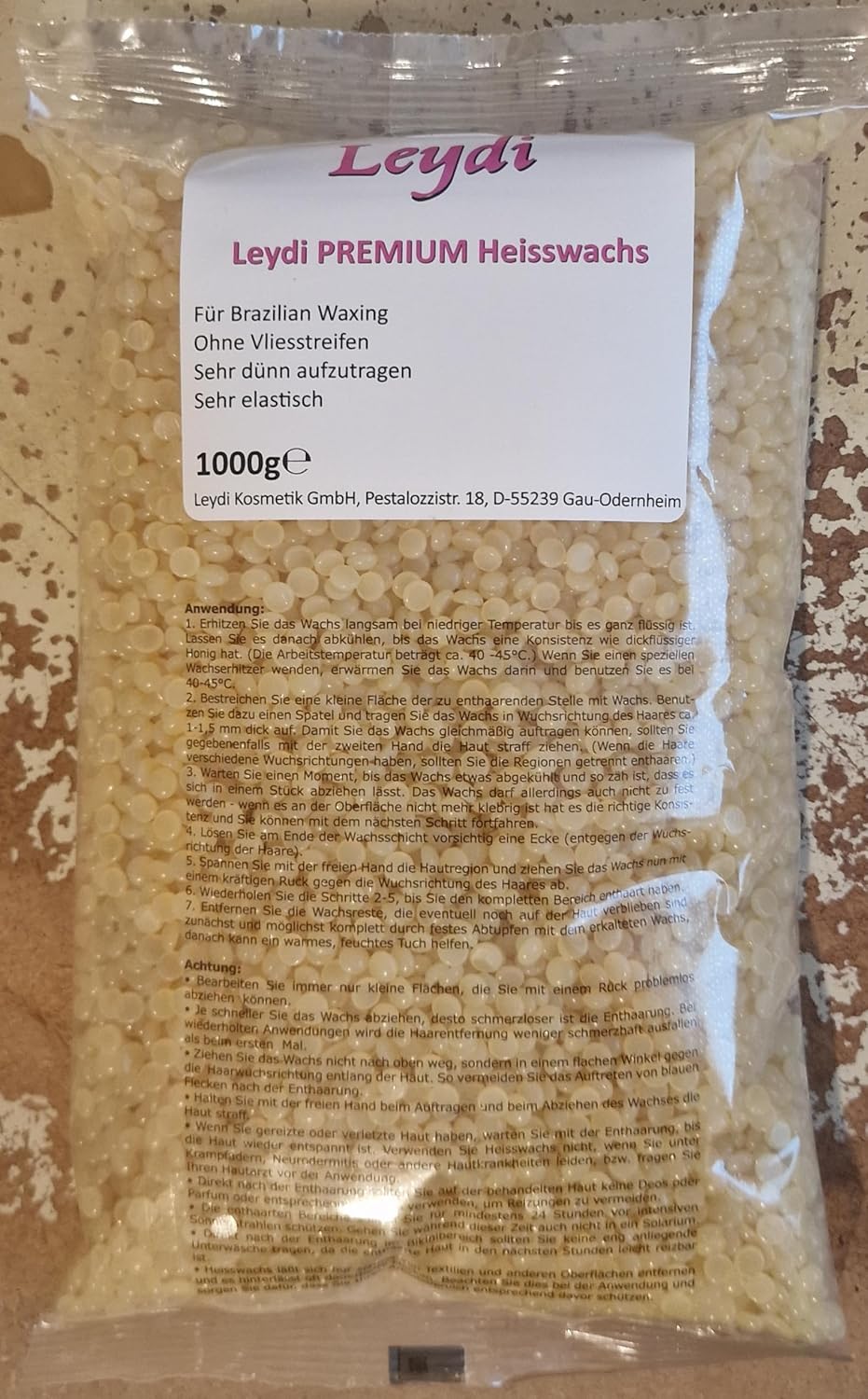 Leydi PREMIUM Heisswax Honig 1Kg - Brazilian Waxing ohne Streifen