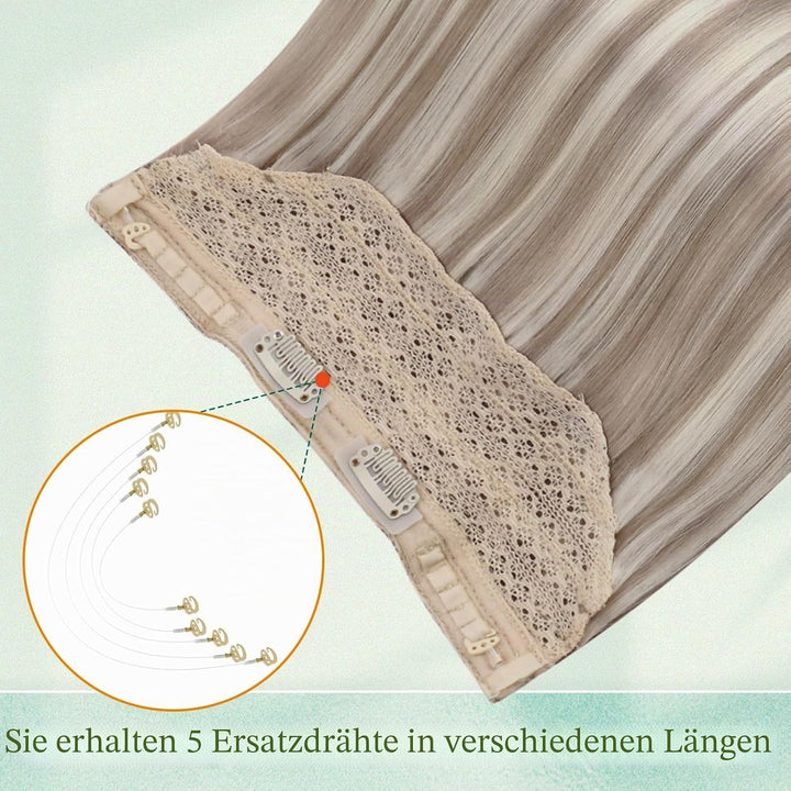 Easyouth Extension Echthaar Mit Draht Blond Wire Extensions Echthaar Aschbraun Highlight Platinblond