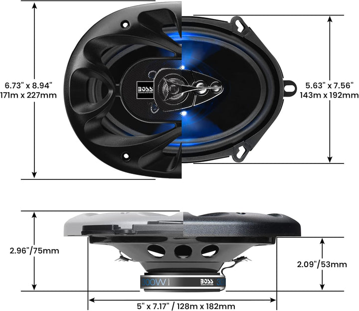BOSS Audio Systems BE5768 Autolautsprecher – 300 Watt Leistung pro Paar und je 150 Watt, 12,7 x 17,8