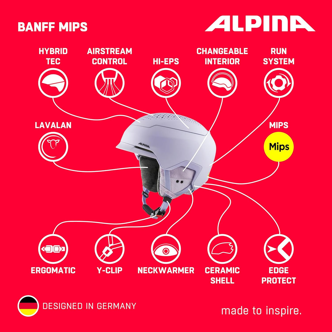 ALPINA BANFF MIPS - Nachhaltiger, Sicherer und leichter MIPS Skihelm Mit Schafswolle-Innenfutter Für