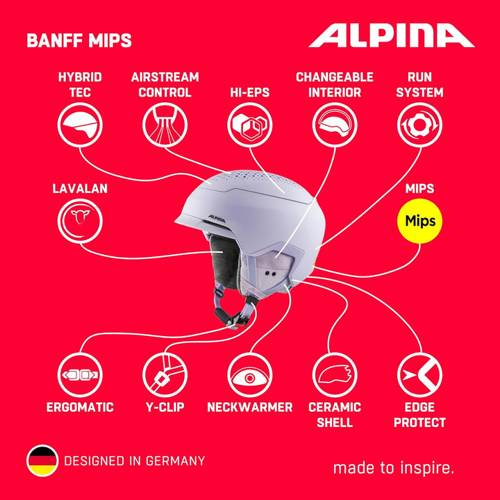 ALPINA BANFF MIPS - Nachhaltiger Lila matt MEDIUM (21.7 - 23.2 in), Lila matt MEDIUM (21.7 - 23.2 in