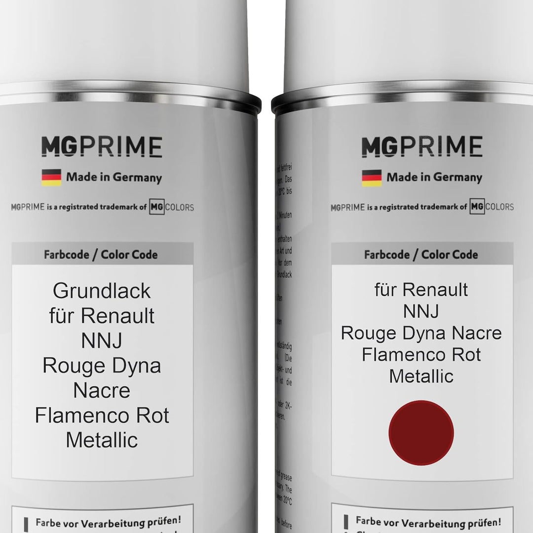 MG PRIME Autolack Sprühdosen Set für Renault NNJ Rouge Dyna Nacre/Flamenco Rot Metallic Grundlack Ba
