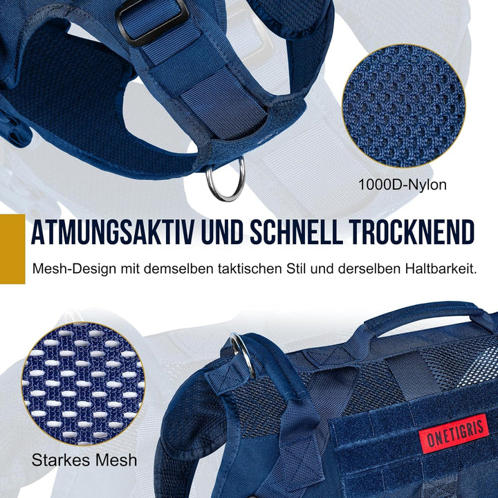 OneTigris No-Pull Hundegeschirr, AIRE MESH Einstellbar Sicherheitsgeschirr Ultra Atmungsaktiv für Gr