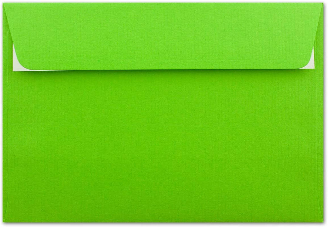 200 gerippte Briefumschläge DIN C6 Hellgrün - 11,4 x 16,2 cm - 100 g/m² Post-umschlag ohne Fenster H