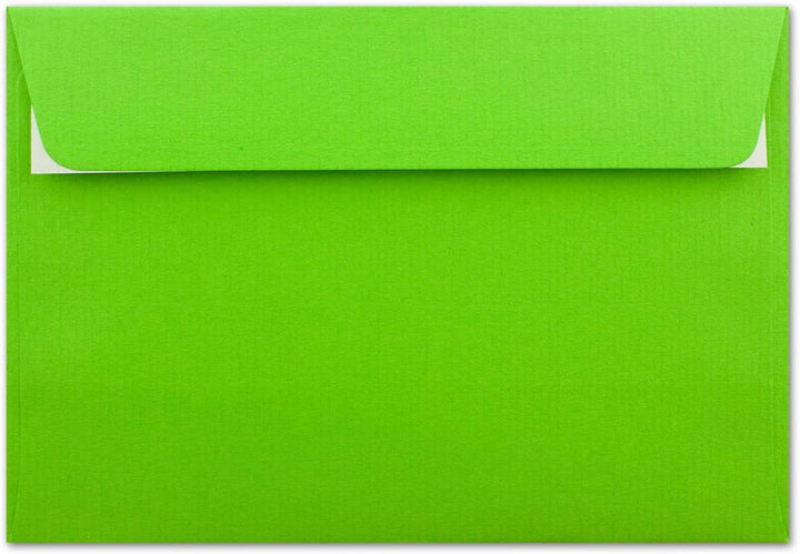 200 gerippte Briefumschläge DIN C6 Hellgrün - 11,4 x 16,2 cm - 100 g/m² Post-umschlag ohne Fenster H