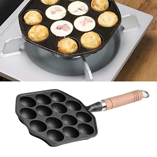 14-Loch-Takoyaki-Pfanne, Antihaftbeschichteter Gusseisen-Oktopus-Fleischbällchen-Maker mit Abnehmbar