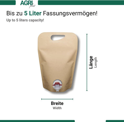 AGRI plus Standbeutel 20 Stück 3,0 Liter braun | Anzahl und Grösse wählbar | Bag in Box Beutel 0,75-