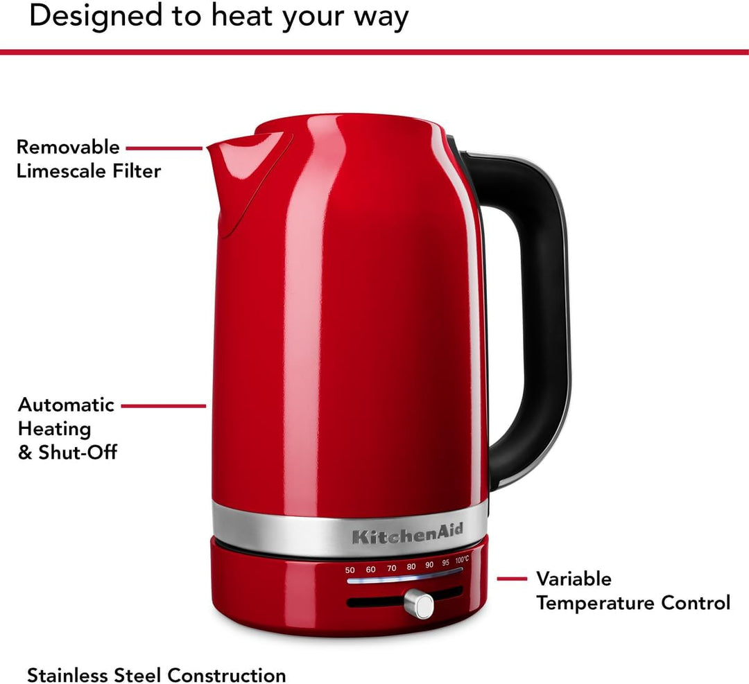 KitchenAid Wasserkocher mit Temperatureinstellung von 50 bis 100°C | Teekocher mit Temperaturanzeige