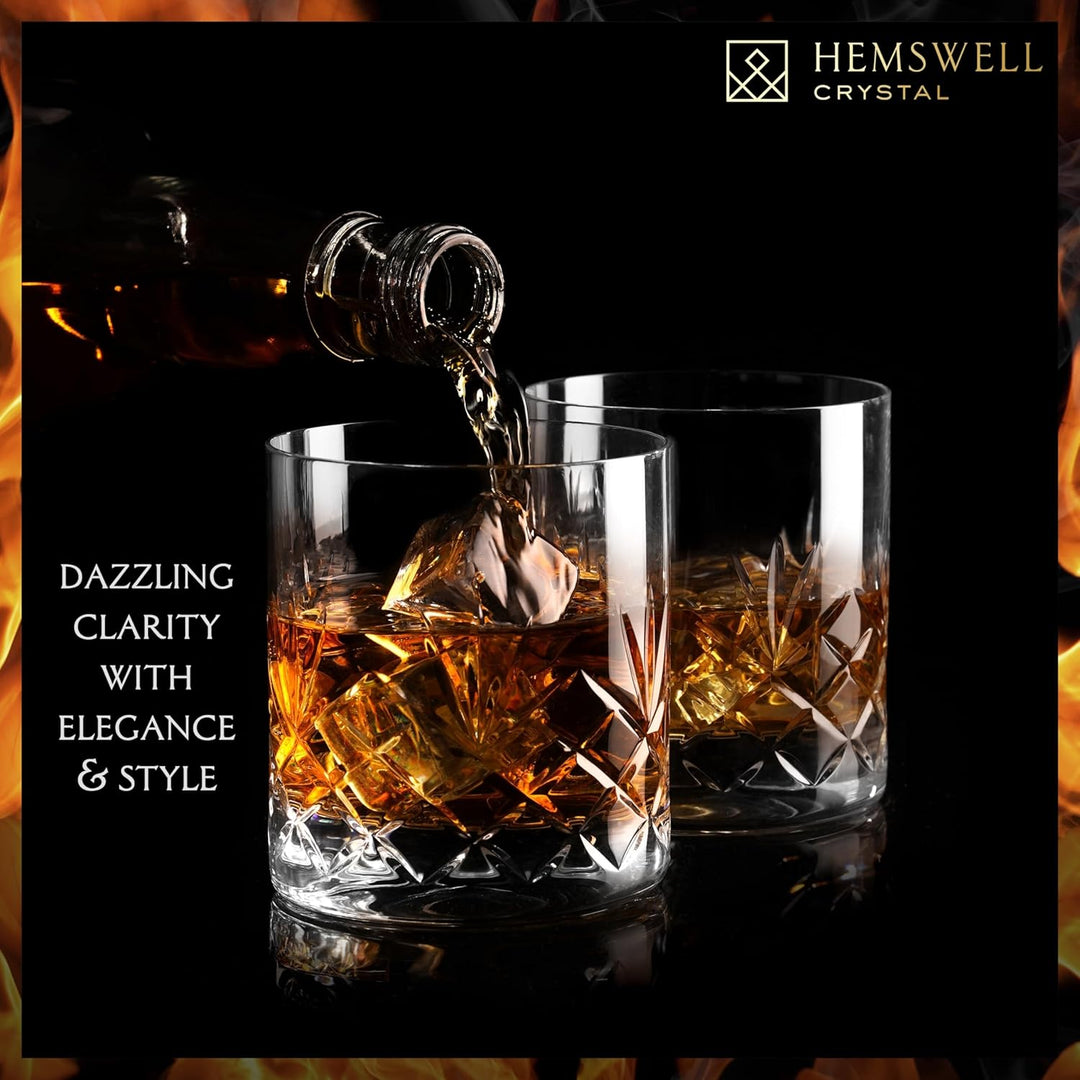 Hemswell Kristall Whisky Gläser Set, 2 Stück – 310 ml, altmodische Gläser, Whisky-Becher – tradition