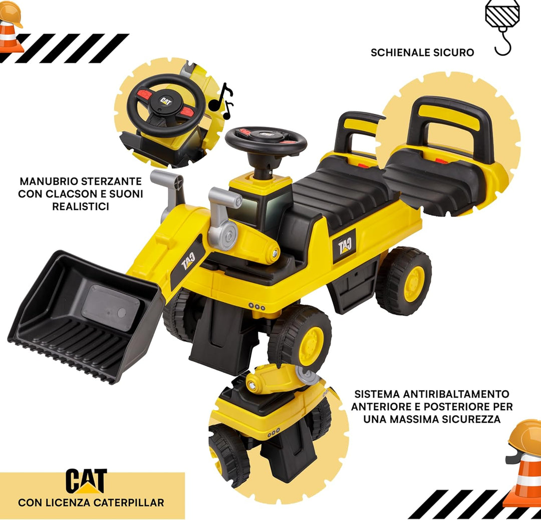 Bagger-Rutschfahrzeug für Kinder von 1 bis 3 Jahren, mit Caterpillar-Lizenz, Hupe, Trägerfahrzeug mi