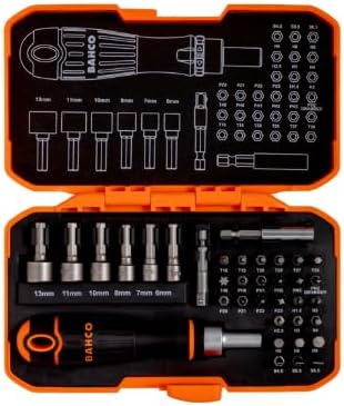 BAHCO BAH59S36BCR BH59/S36BCR Juego 1/4" y Porta puntas de carraca, 36 piezas, Standard, Stück