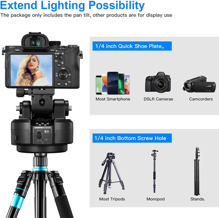 Soonpho M6 Auto Face Tracking Motorized Rotating Panoramic Tripod Head, AI Smart Face Body Tracking