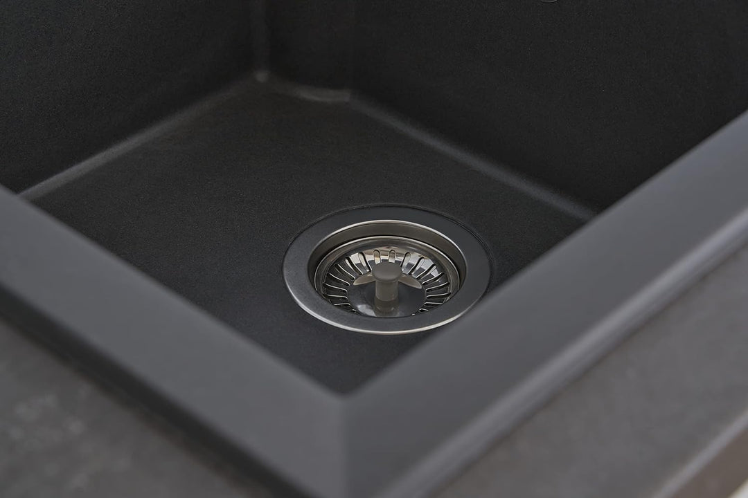 respekta Spüle Granitverbundspüle Granitspüle Einbauspüle 81 x 50 cm grau 81 cm Titanium Grau, 81 cm