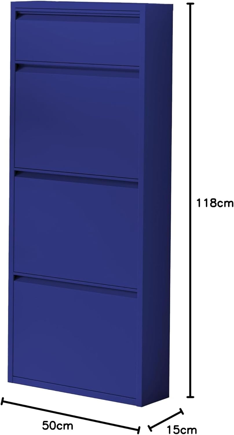 [en.casa] Schuhschrank Sokndal Schuhkipper mit 4 Klappen Metall Schuhkommode für 6 Paar Schuhe 118 x