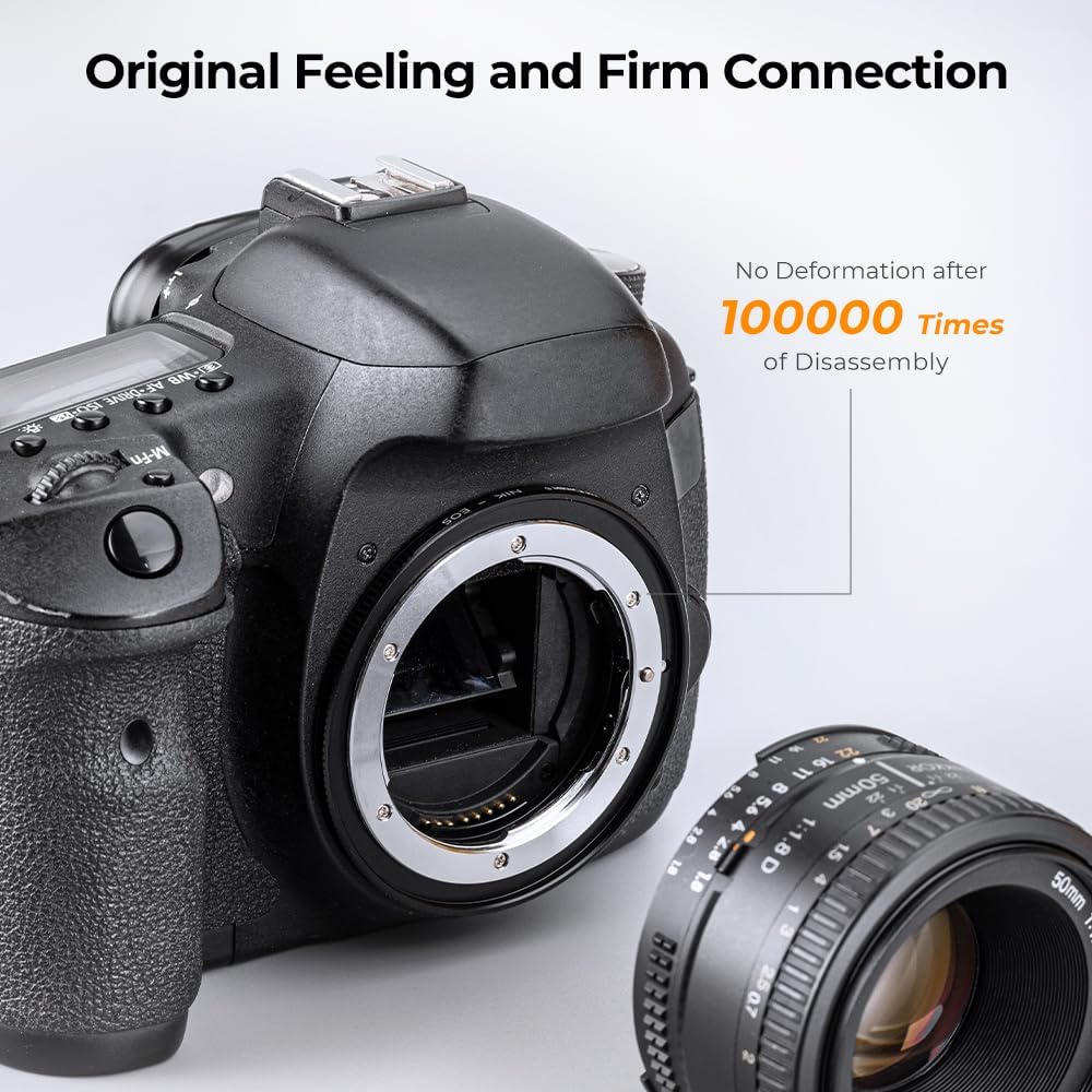 K&F Concept AI-EOS Objektivadapter für Nikon AI AI-S A, Canon EOS EF EF-S und für 60D 50D 550D 500D