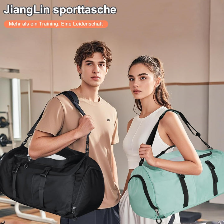 45L Sporttasche Damen Herren, Gross Reisetasche mit Schuhfach und Nassfach Travel Duffle Bag mit Ruc