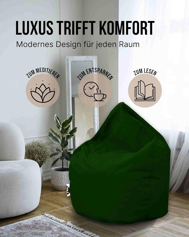 PATCH HOME Patchhome Sitzsack Tropfenform mit Reissverschluss Nachfüllbar - für In &amp; Outdoor - mit S