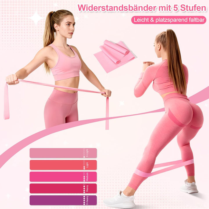 Pilates Set, 14PCS Rosa Pilates Set für Zuhause Mit Pilate Ring, Ball, Socken, Verstellbaren Handgel