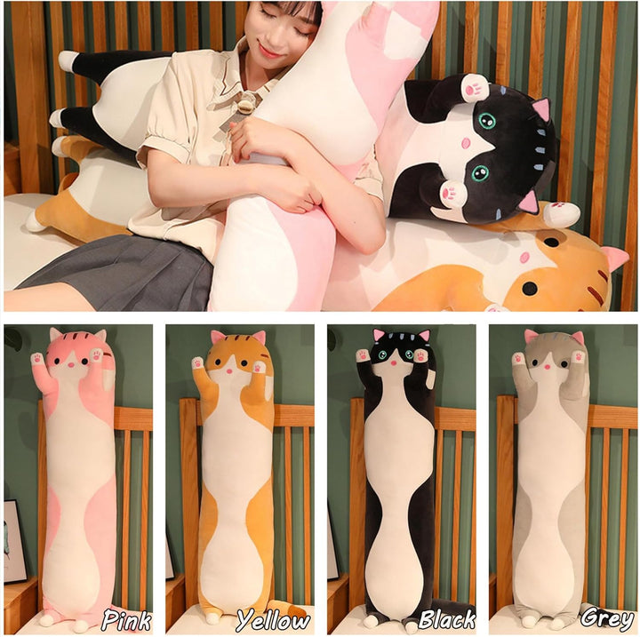 Aiuidun Lange Katze Kuscheltier Stofftiere Katzen Plüsch Kisse Süsse Kätzchen Plüschtier Schlafkisse