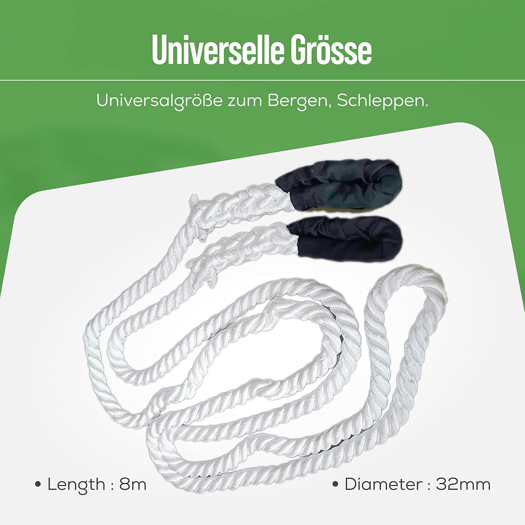 Desert Fox Winch Kinetisches Bergeseil Kinetik Dehnbarer Bergegurt (Weiss 8 m x 32 mm), Weiss 8 m x