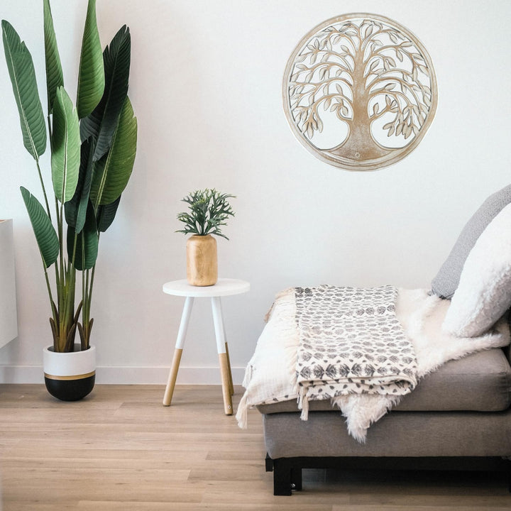 TRINTURA Wandbild Baum des Lebens Mandala Beringin 60cm (White) Lebensbaum