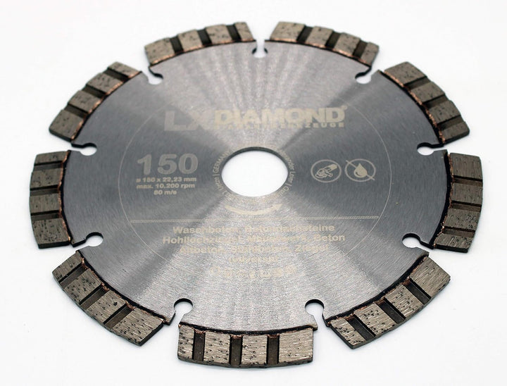 LXDIAMOND Diamant-Trennscheibe 150mm x 22,23mm Premium Laser Diamantscheibe Betonscheibe für Stein B
