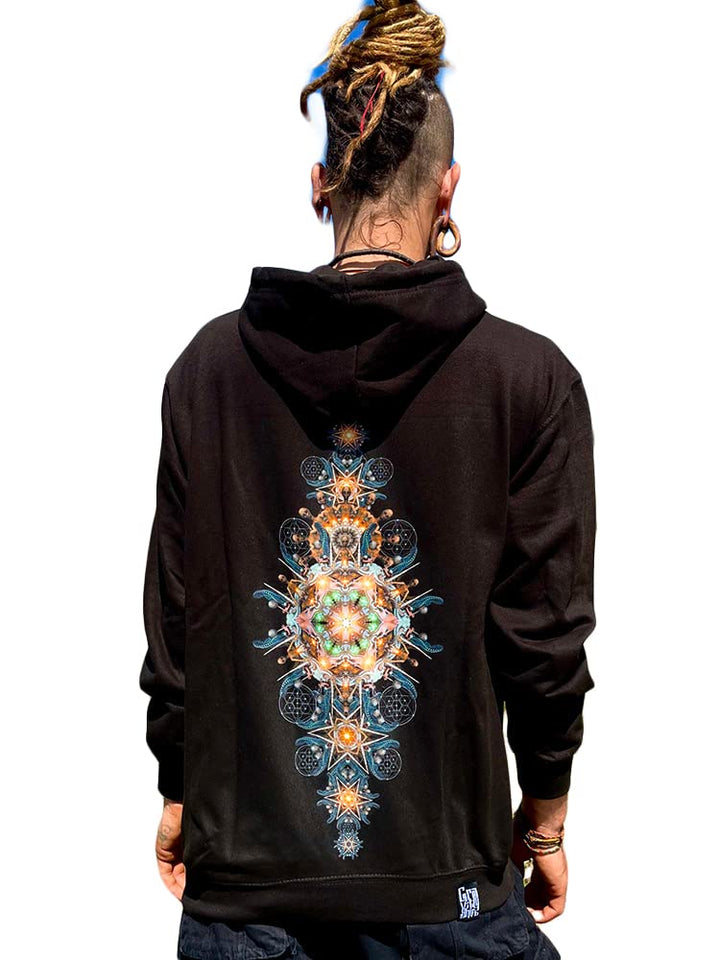 Fraktal Alien Zipper Hoodie schwarz (S), S