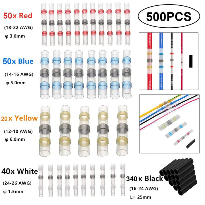 500Pcs Lötverbinder Schrumpfverbinder Solder Sealing Wire Connector - Schrumpfschweissen Stossverbin