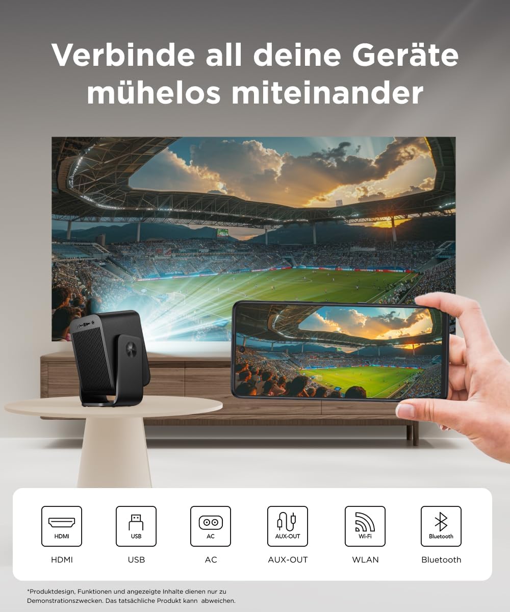 TCL C1 GTV Mobiler Projektor, Native 1080p-Auflösung, Gimbal integriert, Lizensiert von Netflix, WLA